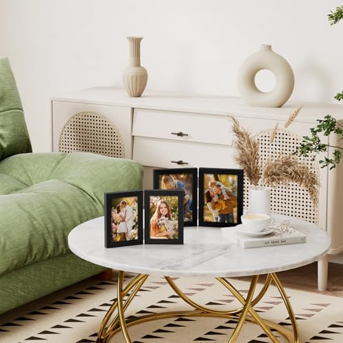 Vittanly 5x7 Double Picture Frame - Hinged MDF Design with Plexiglass