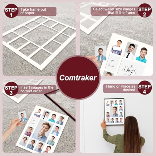 K-12 School Picture Frame Mat for 13 Photos - White