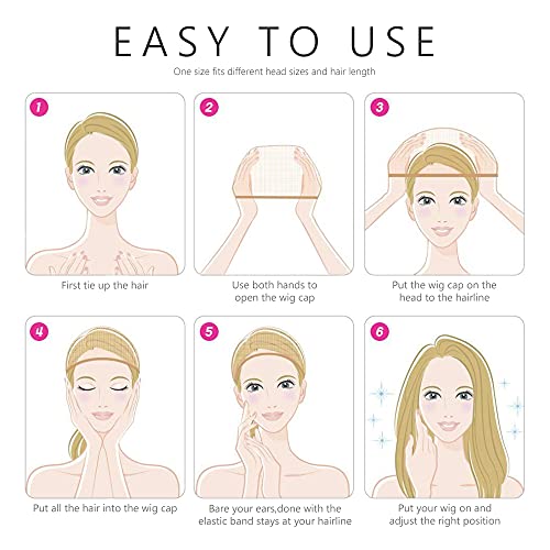 Ykimok 4 Pack Stretchy Nylon Wig Caps for Women, Natural Skin Tone Hair Cover