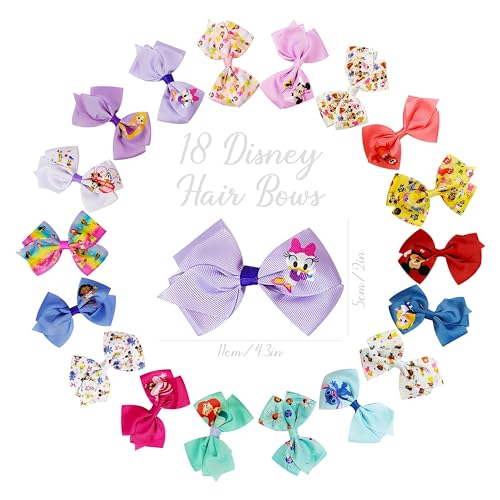 Disney 100th Anniversary Hair Accessory Set - 18pc Bow Clips for Girls