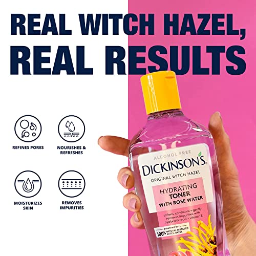 Dickinson's Witch Hazel Hydrating Toner with Rosewater, 16 Fl Oz