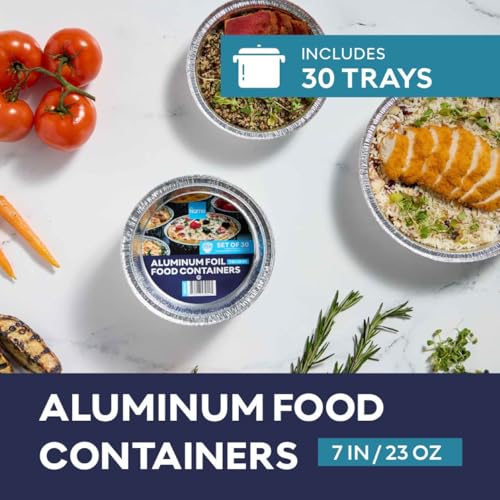 30 Pack 7-Inch Round Aluminum Foil Pans - Disposable Pie Tins