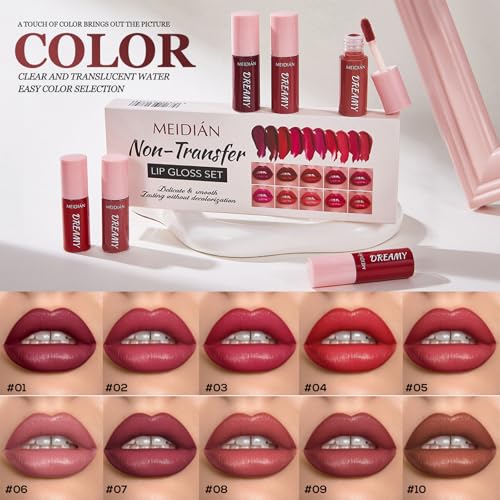 ADMD 10-Piece Velvet Matte Lip Gloss Set - Long-Lasting Hydrating Lip Tint