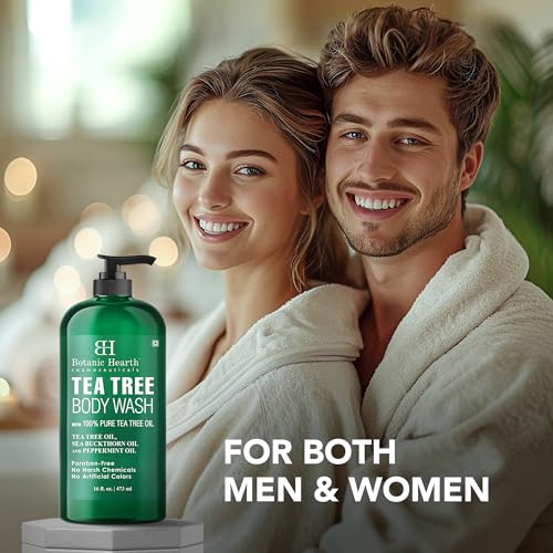 Botanic Hearth Tea Tree Body Wash -16 fl oz- All-Natural & Odor-Control Shower Gel for Acne, Athlete¡¯s Foot, Ringworm, Jock Itch & Healthy Skin, Sulfate & Paraben Free, for Men & Women