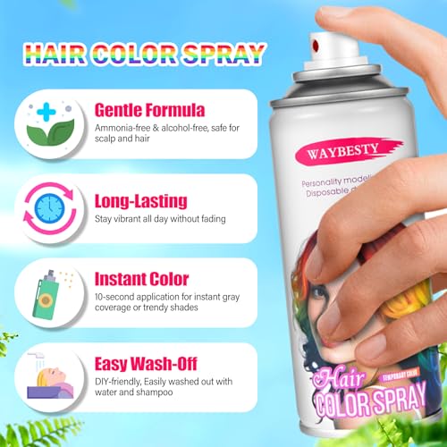 Waybesty Purple Temporary Hair Spray for Kids & Adults, Washable Cosplay & Party Color, 120ml
