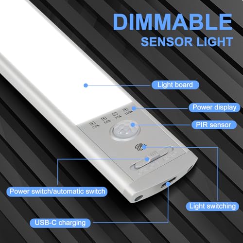 10-Inch Rechargeable Under Cabinet Lighting with Motion Sensor - 2 Pack
