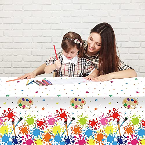 3-Pack Art Paint Tablecloths for Kids' Birthday Parties - 105 x 54 in