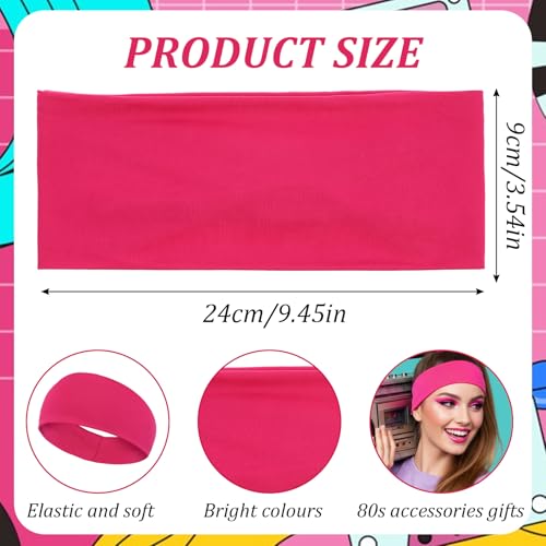 Neon Pink Headband for Women - Wide Non-Slip Sports & Yoga
