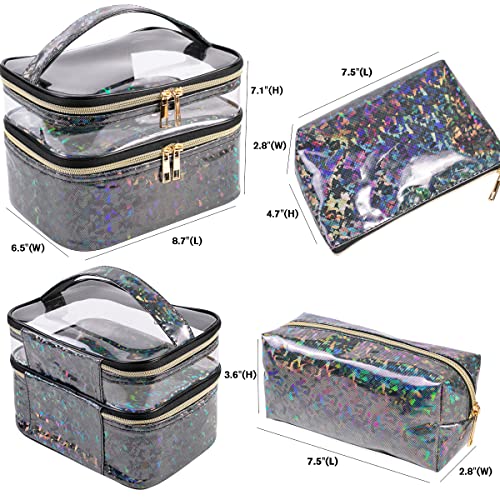 FITINI 3-Piece Makeup Bag Set, Waterproof Travel Cosmetic Organizer