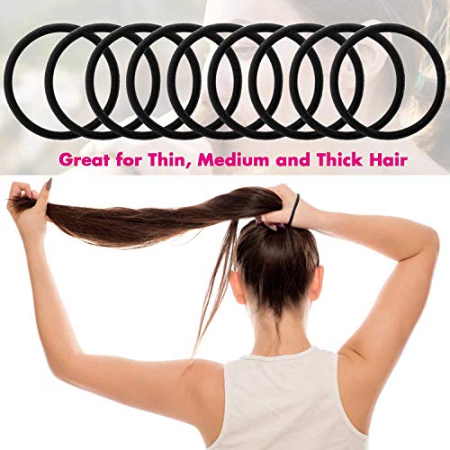 Anezus 200 Pcs Black Hair Ties - Small Elastic Bands (Pack of 2)