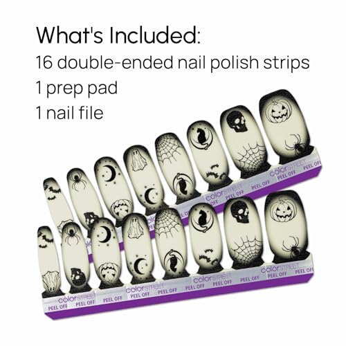 Midnight Fright Nail Polish Strips - Glow Black Design, 16 Pack