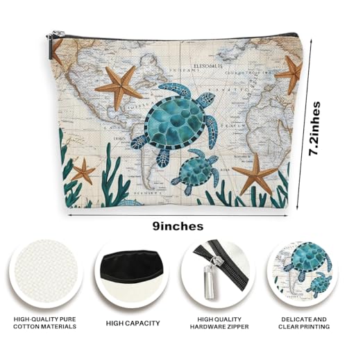Multicolor Turtle Starfish Makeup Bag - Waterproof Travel Pouch