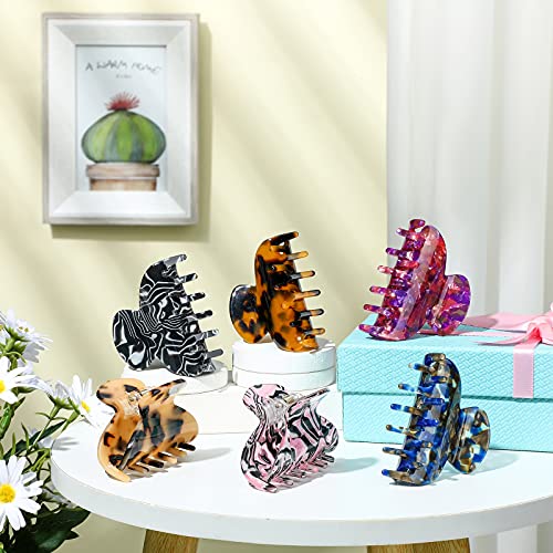 6 Pcs Medium Hair Claw Clips for Thin Hair, Tortoise Shell French Design
