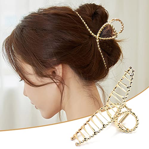 Bphne 3 Pack Metal Hair Claw Clips for Women, Large Non-Slip 4.5 Inch, Threaded Variant