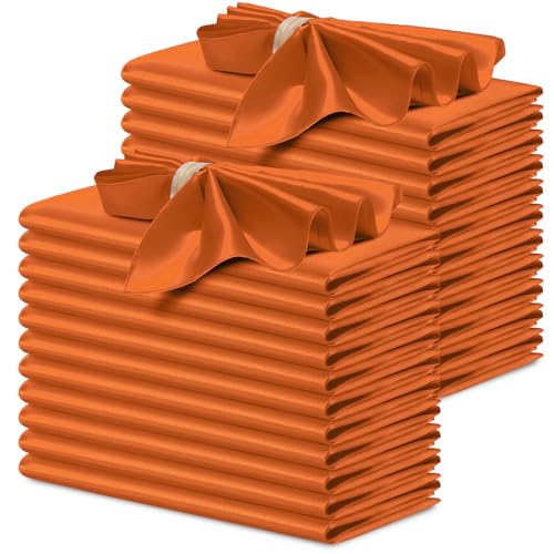 Burnt Orange Satin Napkins Set of 24 - 17x17 in for Weddings & Events