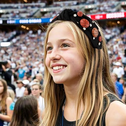Hapdoo Black Rhinestone Basketball Headband - Sporty Glam Hair Accessory for Fans