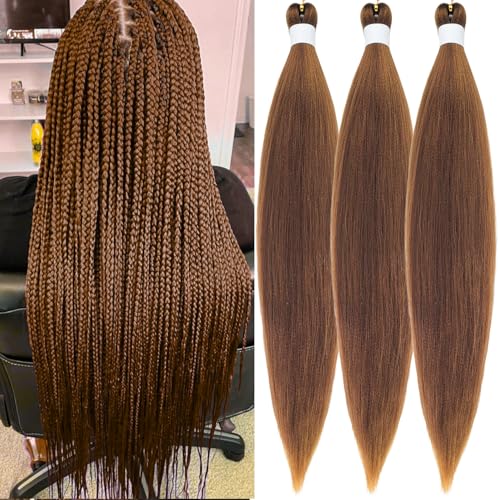 26 Inch Brown Pre-Stretched Braiding Hair - Hypoallergenic Synthetic