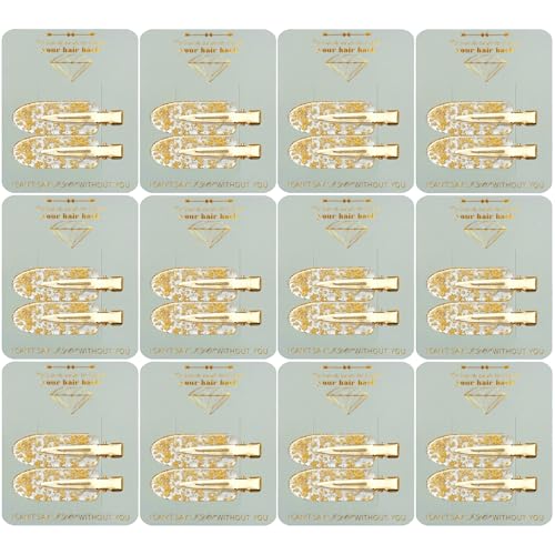 Cctvrtv Sparkling Gold 12 Pairs Creaseless Hair Clips for Bridesmaids & Bachelorette Parties