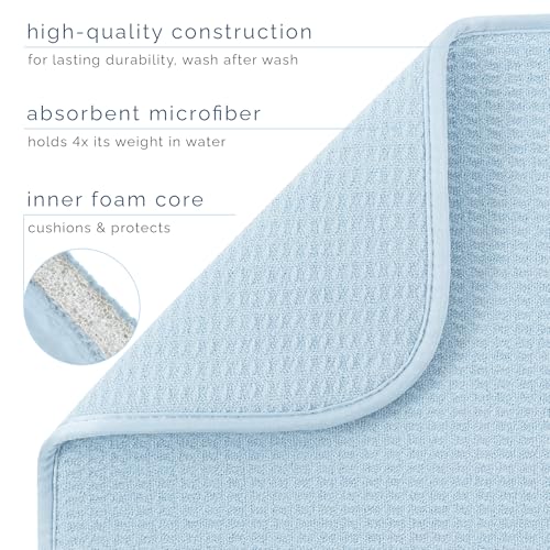 S&T INC. Microfiber Dish Drying Mat 16" x 18" - Sky Blue