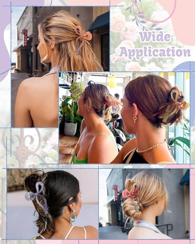 4 PCS Bow Hair Claw Clips Set - Purple, Rose Red, Orange, Light Brown