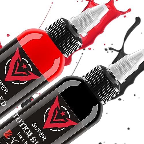 AYCOS Professional Tattoo Ink Set - 1oz Black and Red Plant-Based Pigment
