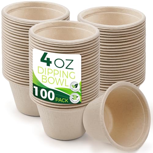 4oz Compostable Paper Cups - 100-Pack, Sturdy & Leak-Resistant