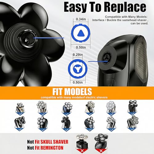 7-Blade Magnetic Shaver Head Replacement for Bald Men - Black/1Pack