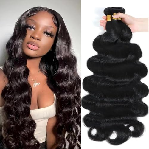 Giginger Brazilian Body Wave Human Hair Bundles - 300g Natural Black Weave