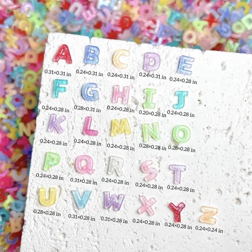 300Pcs Colorful Letter Nail Charms - 3D Resin Rhinestones for Nail Art
