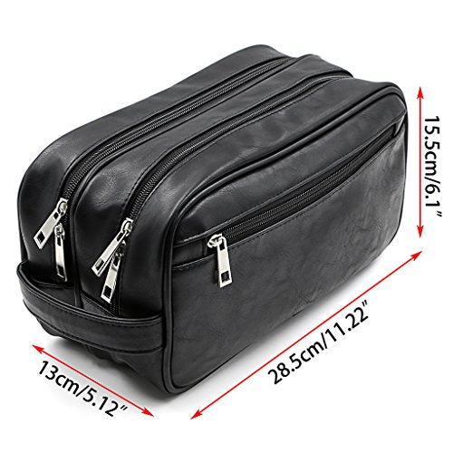 Sumnacon Waterproof Travel Toiletry Bag – PU Leather Organizer for Men & Women, 11.22 x 5.12 x 6.1 inches
