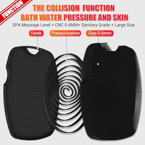 Canroom Silicone Body Scrubber - Zinc Infused-Highly Elastic Bristles Exfoliating Body Scrubber for Shower Body,Cellulite Reduction,Blood Circulation- Black