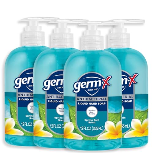 Germ-X Antibacterial Hand Soap, 12 Oz (Pack of 4), Spring Rain Scent