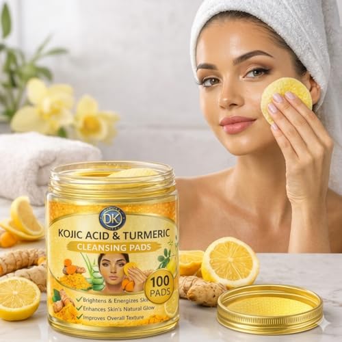 Kojic Acid & Turmeric Cleansing Pads for Face - Brightening Exfoliator