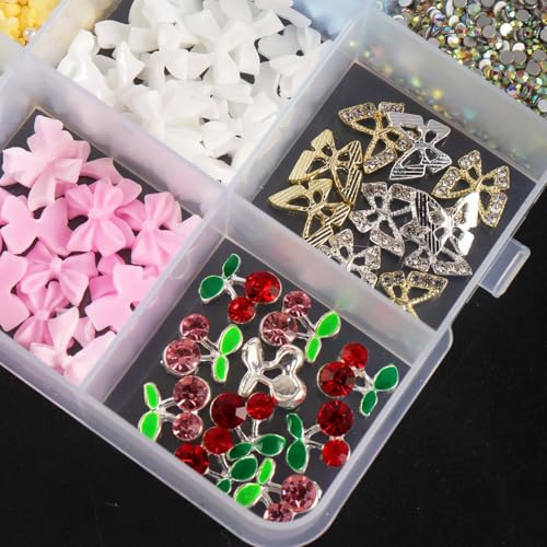 3200PCS Nail Charms Set - 3D Bow, Flower & Pearl Gems for DIY Art