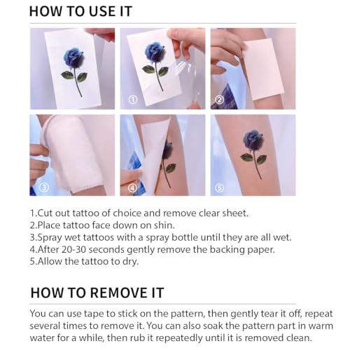 40 Pcs Flower Temporary Tattoos – Roses & Butterflies Stickers