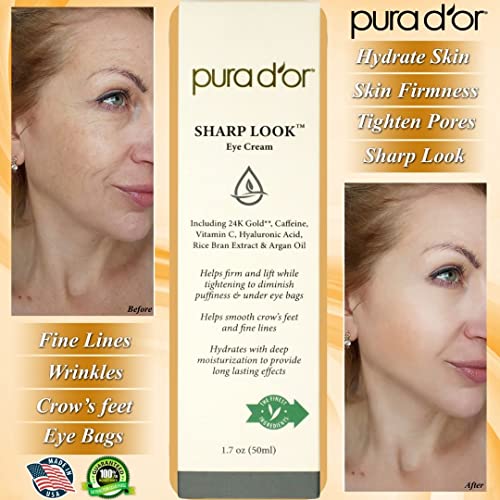 PURA D'OR 24K Gold Anti-Aging Eye Cream - Firming & Wrinkle Reduction 1.7oz