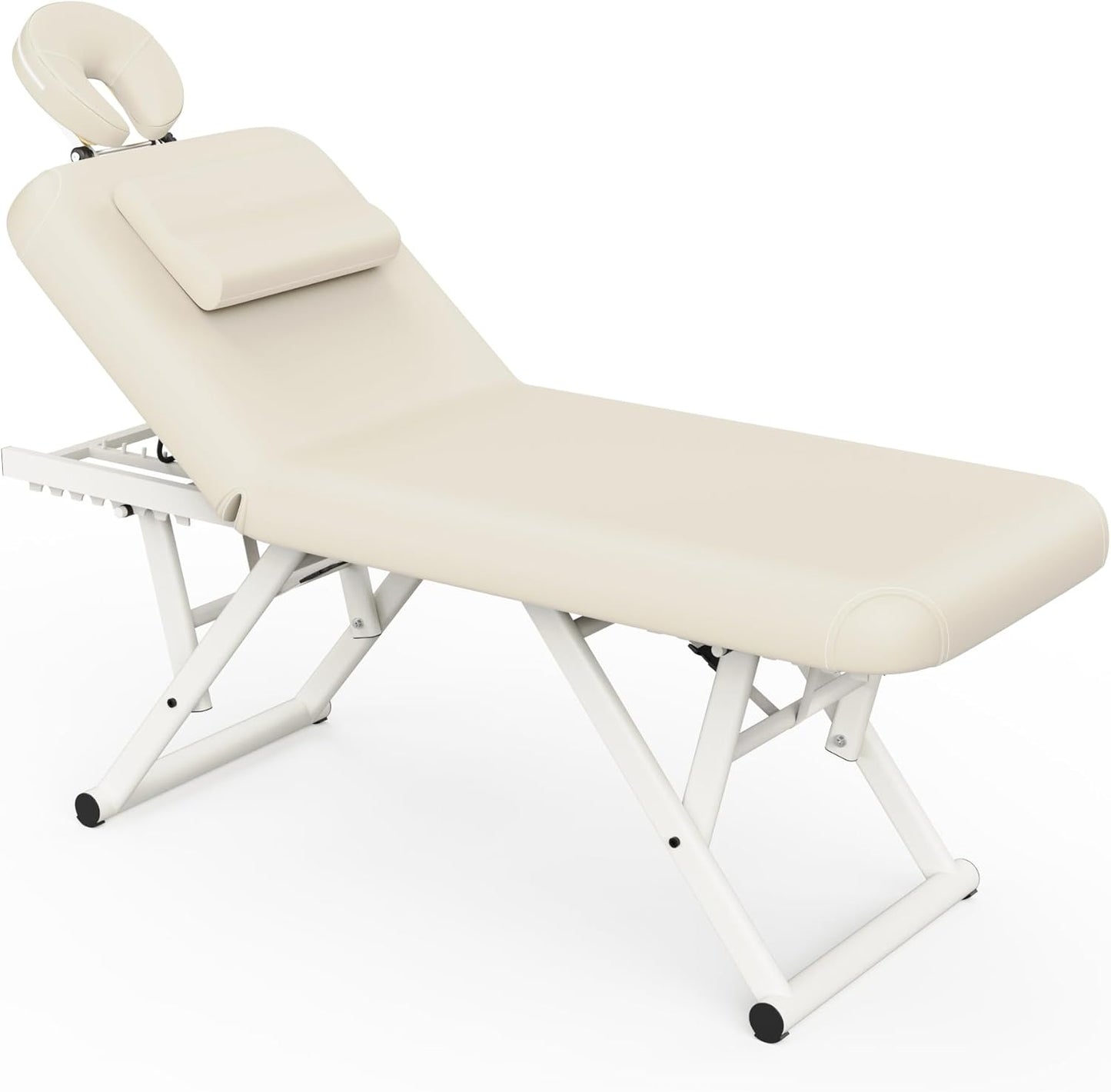 Adjustable Massage Table - Manual Height & Backrest Control, Face Pillow & Headrest | Brown Spa Treatment Bed