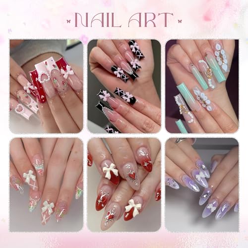 3D Nail Charms Set with Flowers, Butterflies & Rhinestones