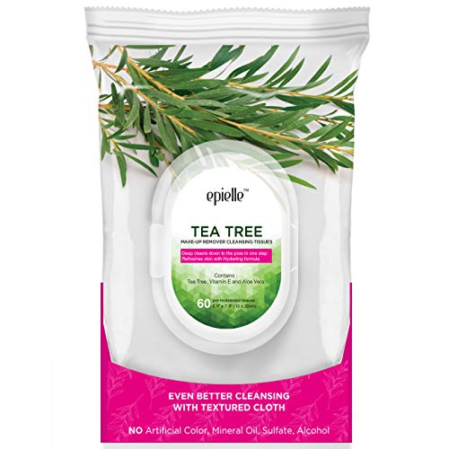 Epielle Tea Tree Makeup Remover Wipes - 60 Count Bulk Pack
