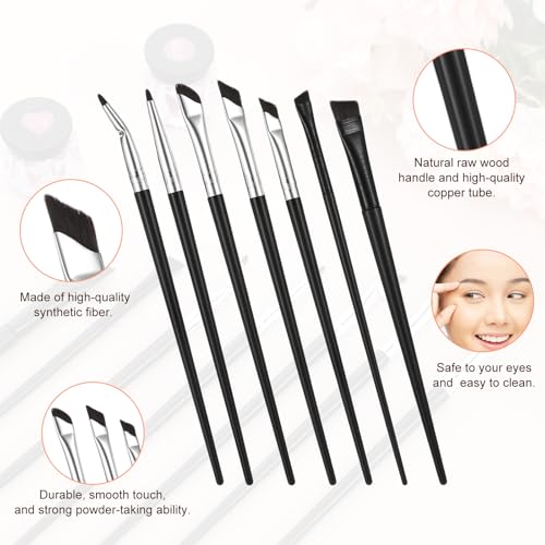 7-Piece Angled Eyeliner & Eyebrow Brush Set for Precision Makeup