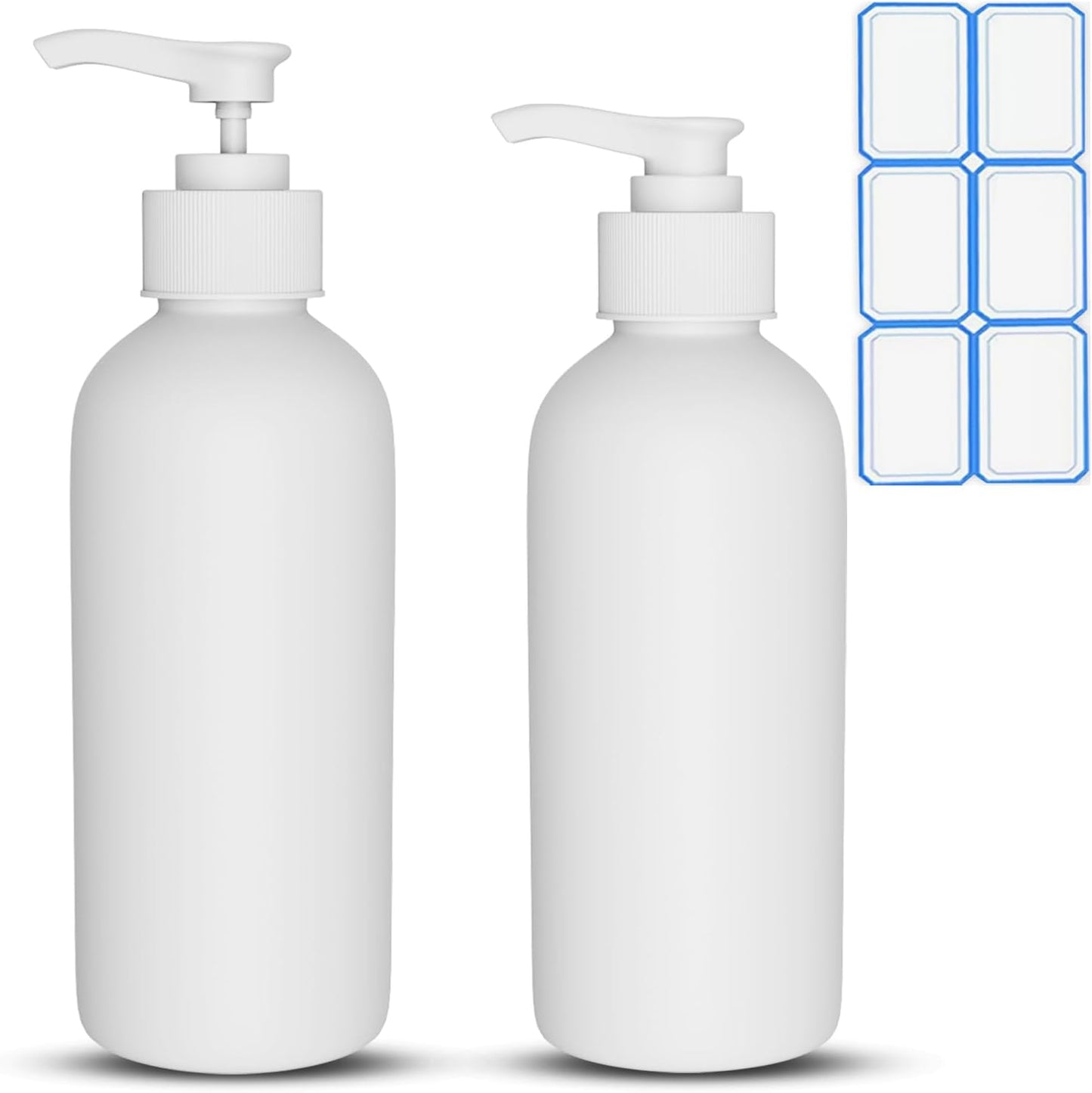 Pump Bottles Dispenser - 10 Oz (300ml) for Massage Oil & Liquid Soap | 2 Pack with Labels