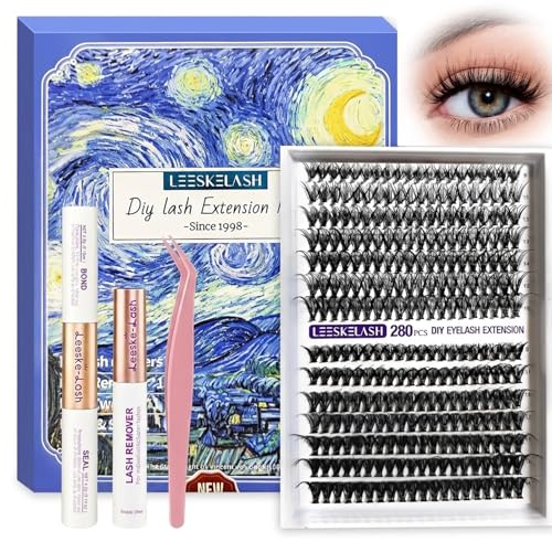 Lash Extension Kit 280Pcs DIY 9-16mm 30D+40D with Bond, Seal, Remover & Tweezers - LEESKELASH