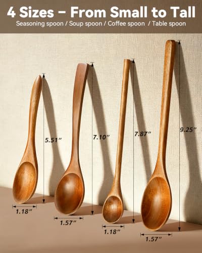 MORGLES 8-Piece Handcrafted Wooden Spoon Set for Honey & Soup