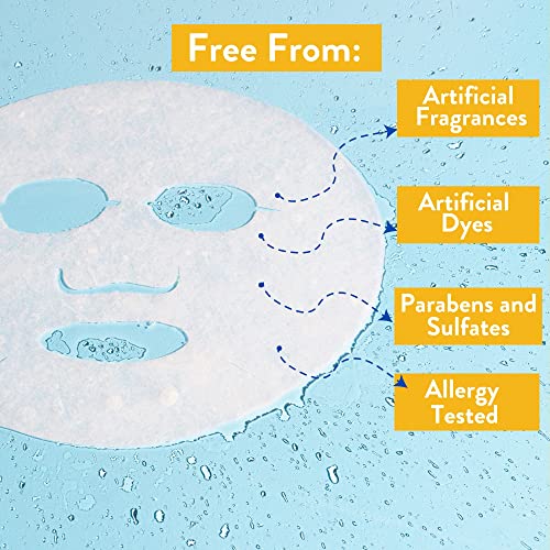 MISS SPA Brightening Vitamin C & Caffeine Face Mask Set - 4 Pack, Anti-Aging Skin Care