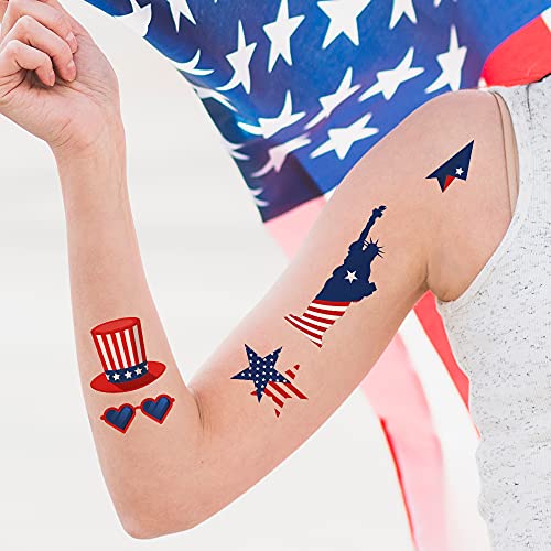 AWINMAY Classic Styles 90Pcs Fourth of July Temporary Tattoos – American Flag & US Themed Party Favors