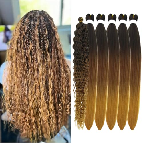 Ombre Brown Honey Blonde Braiding Hair - 26 Inch Pre-Stretched (5 Packs)