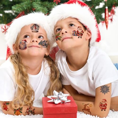 Glitter Christmas Temporary Tattoos for Kids - 74 Fun Designs