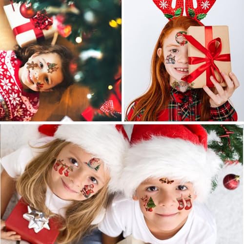 Glitter Christmas Temporary Tattoos for Kids - 74 Fun Designs
