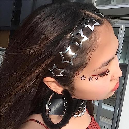 12 PCS Y2K Star Hair Clips - Silver Non-Slip Barrettes for Women