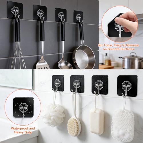 DDMY Heavy Duty Adhesive Hooks - 50lb Max, Waterproof & Reusable, 8 Pack